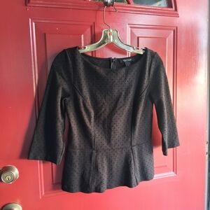 White House Black Market Black Dotted Blouse